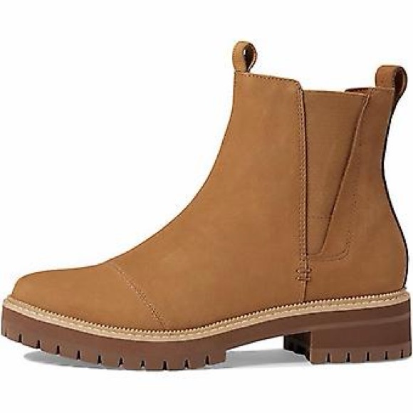 TOMS Dakota Boots Womens Size 6 Tan Leather Chelsea Water Resistant Lug NWOT - Picture 3 of 6